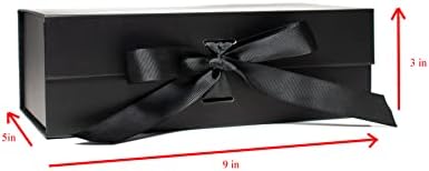 Tovu Makes | 9 x 5 x 3 אינץ '. קופסת מתנה שחורה | 5 חבילה של קופסאות שחורות | קופסאות מתנה עם מכסים | תיבת הצעות לשושבינה |